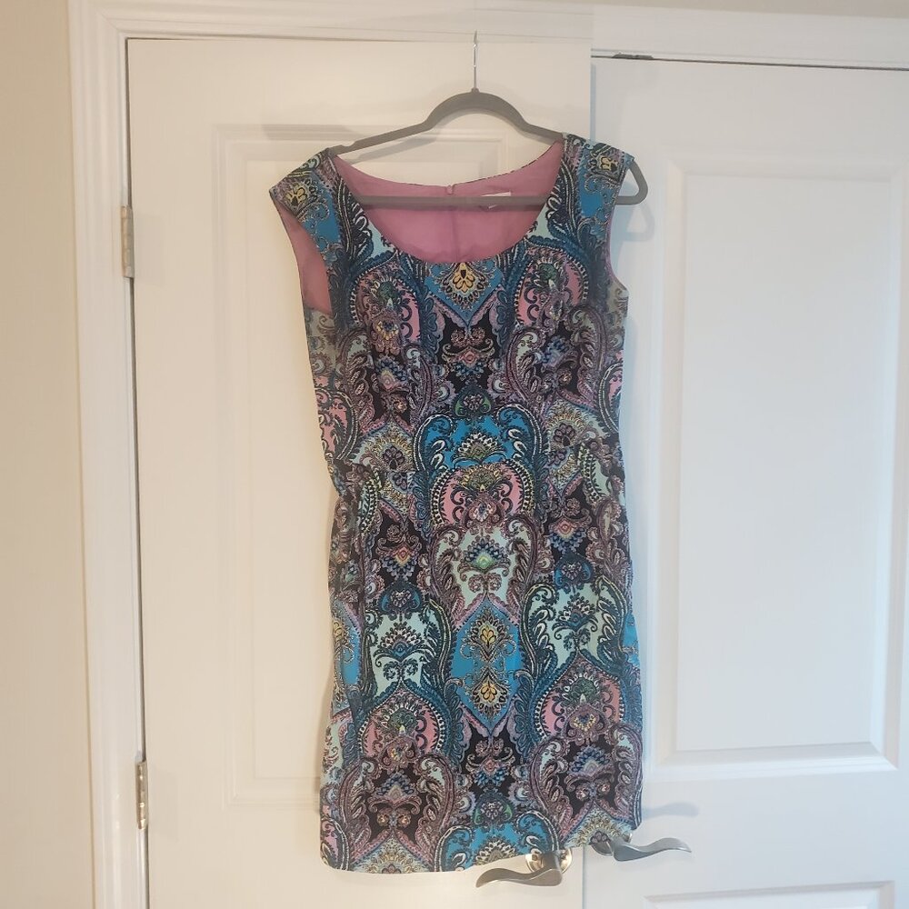 New York & Company Multicolored Dress – Size 10, Vibrant Print, Gently Worn